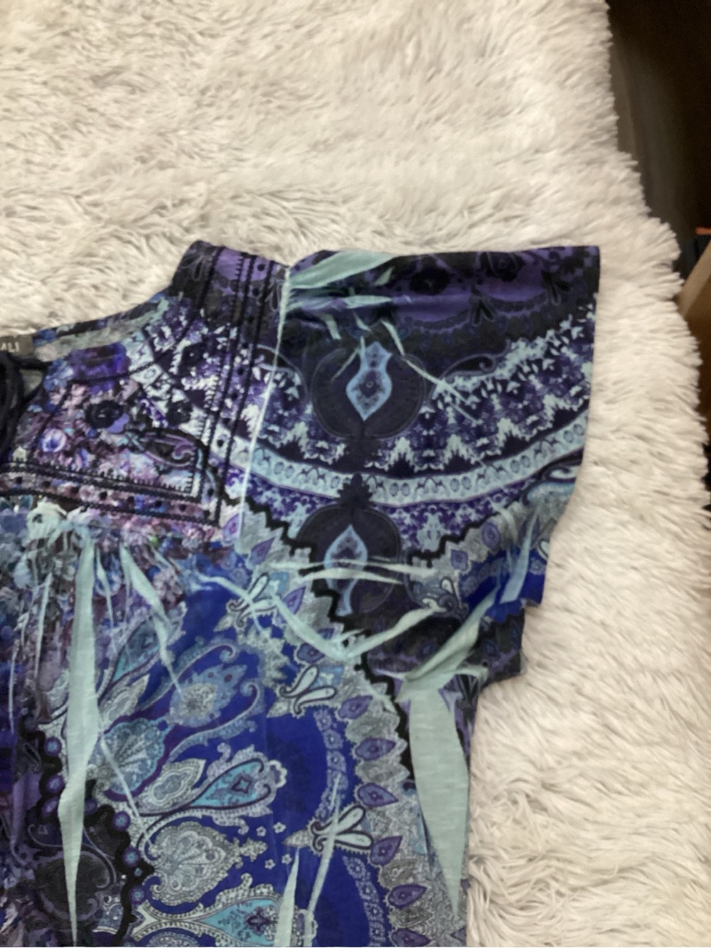 Roz & Ali Women’s 1X Paisley Lace Back Peasant Blouse - Picture 7 of 16